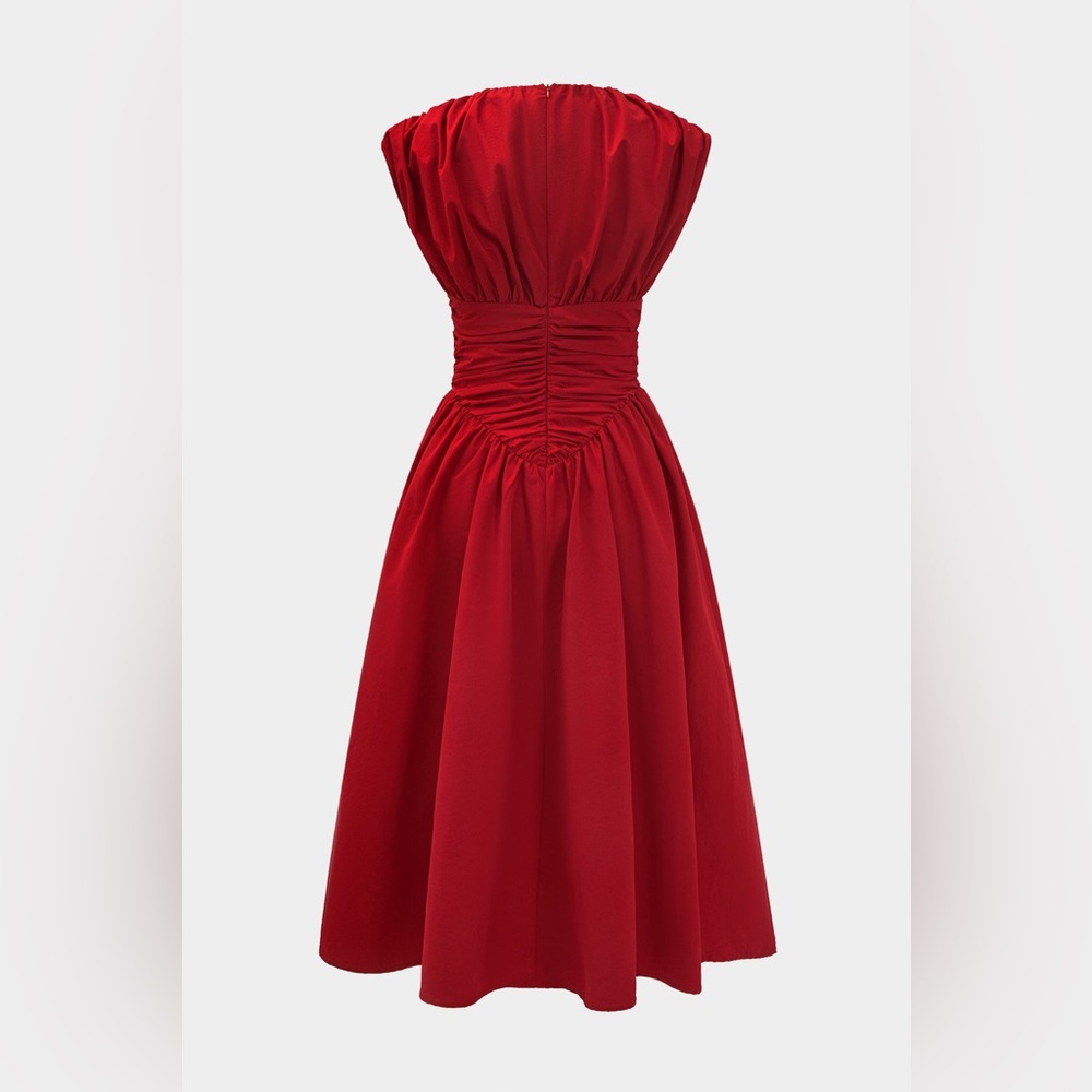 Solid Ruched Maxi Dress Micas L MA4-33 - Picture 3 of 5